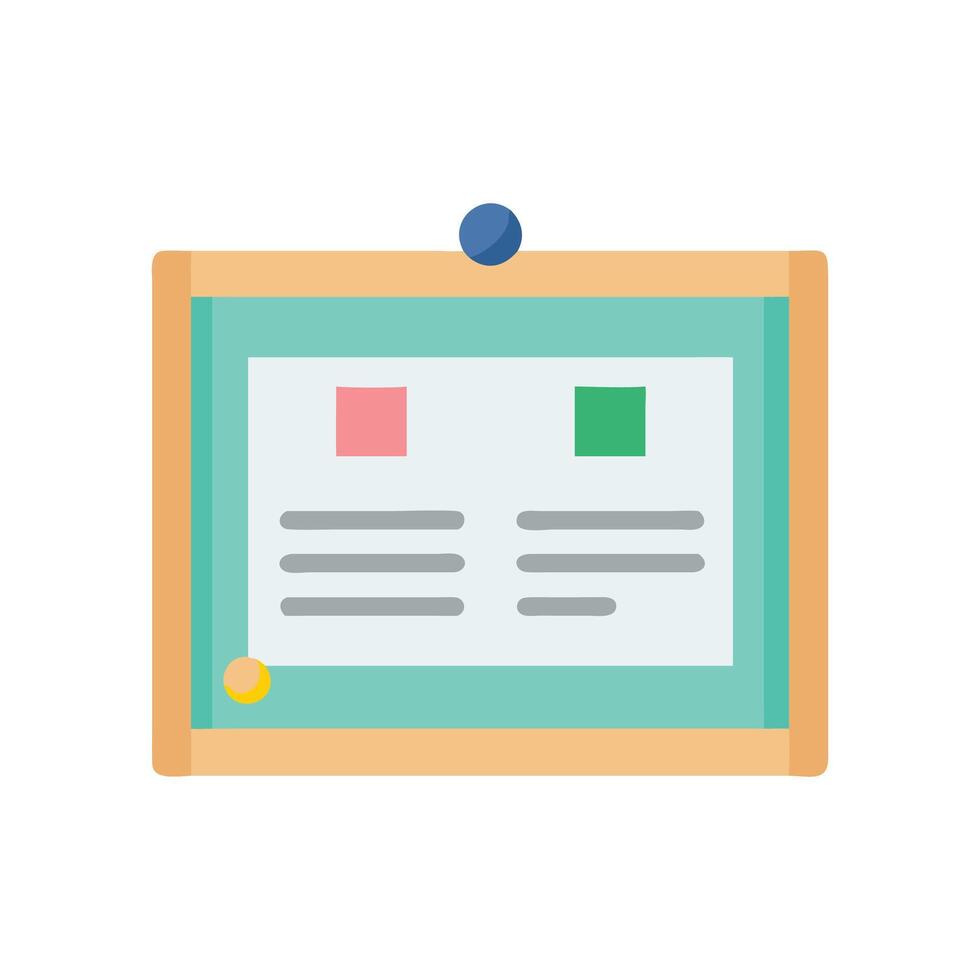 Office Notice Board with Paper Document Pinned vector