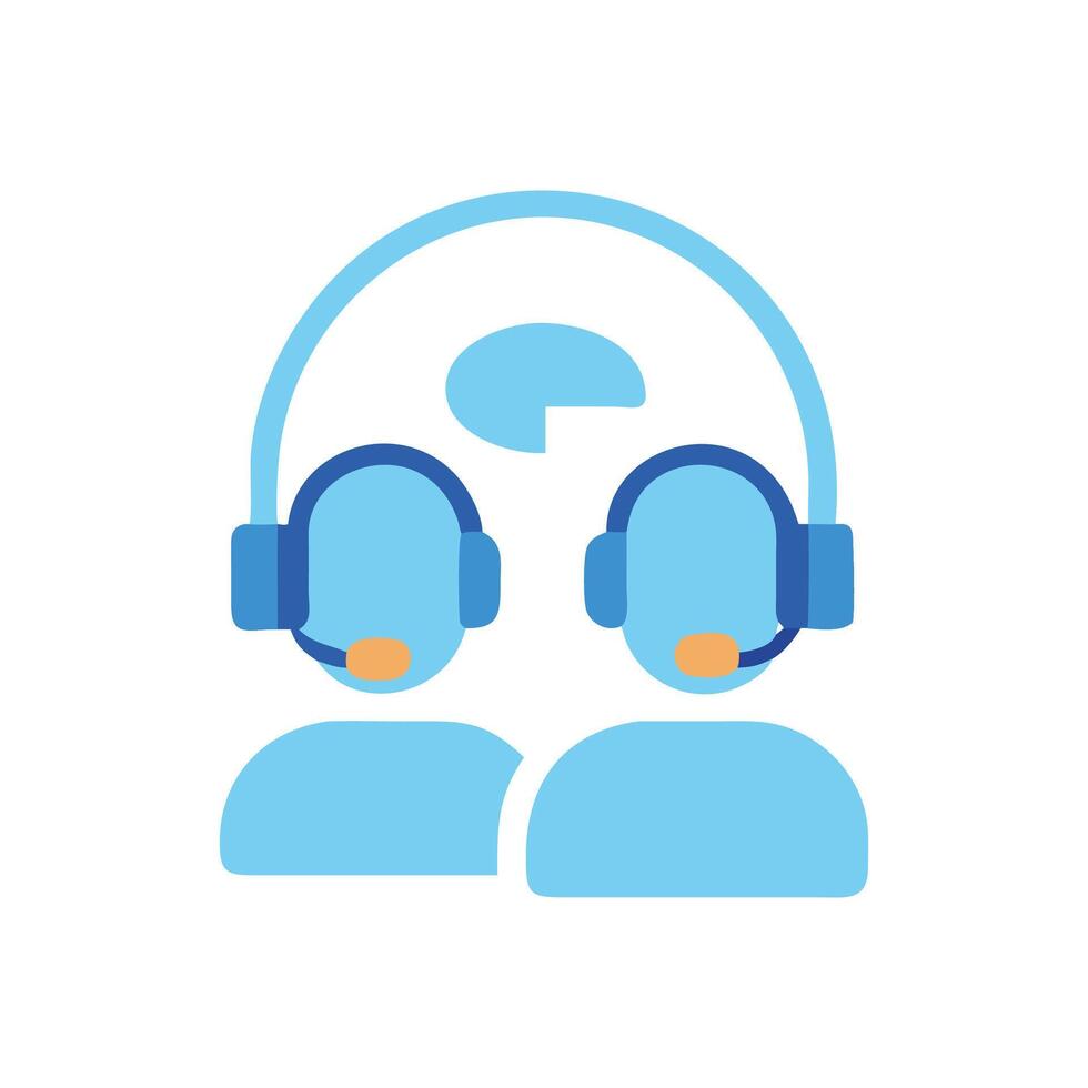 Customer Support Team Two Agents with Headsets Illustration vector