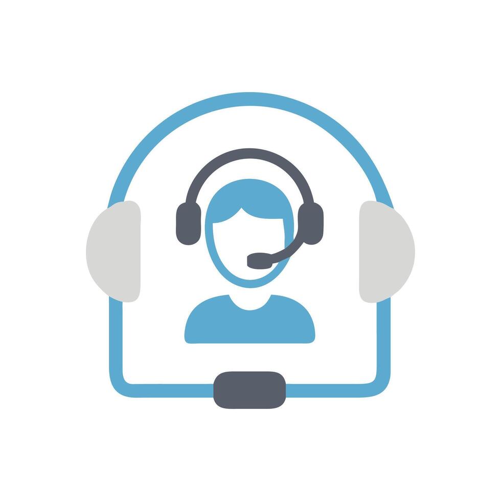 Customer support representative with headset icon on black vector