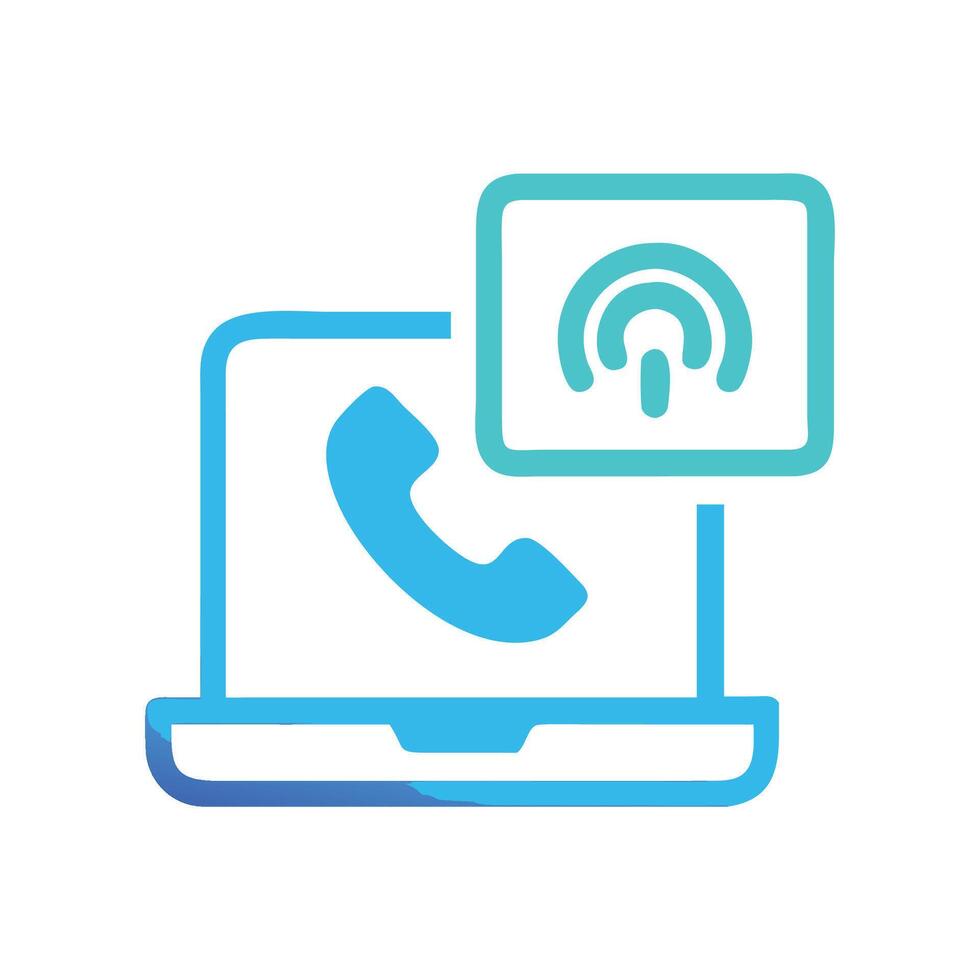 Laptop Call Icon with WiFi Connection Symbol vector