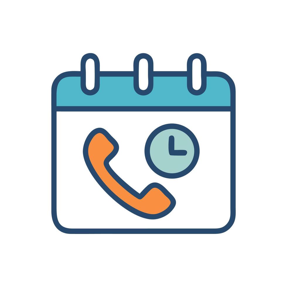 Scheduled Call Icon Calendar, Phone, and Time Symbol vector