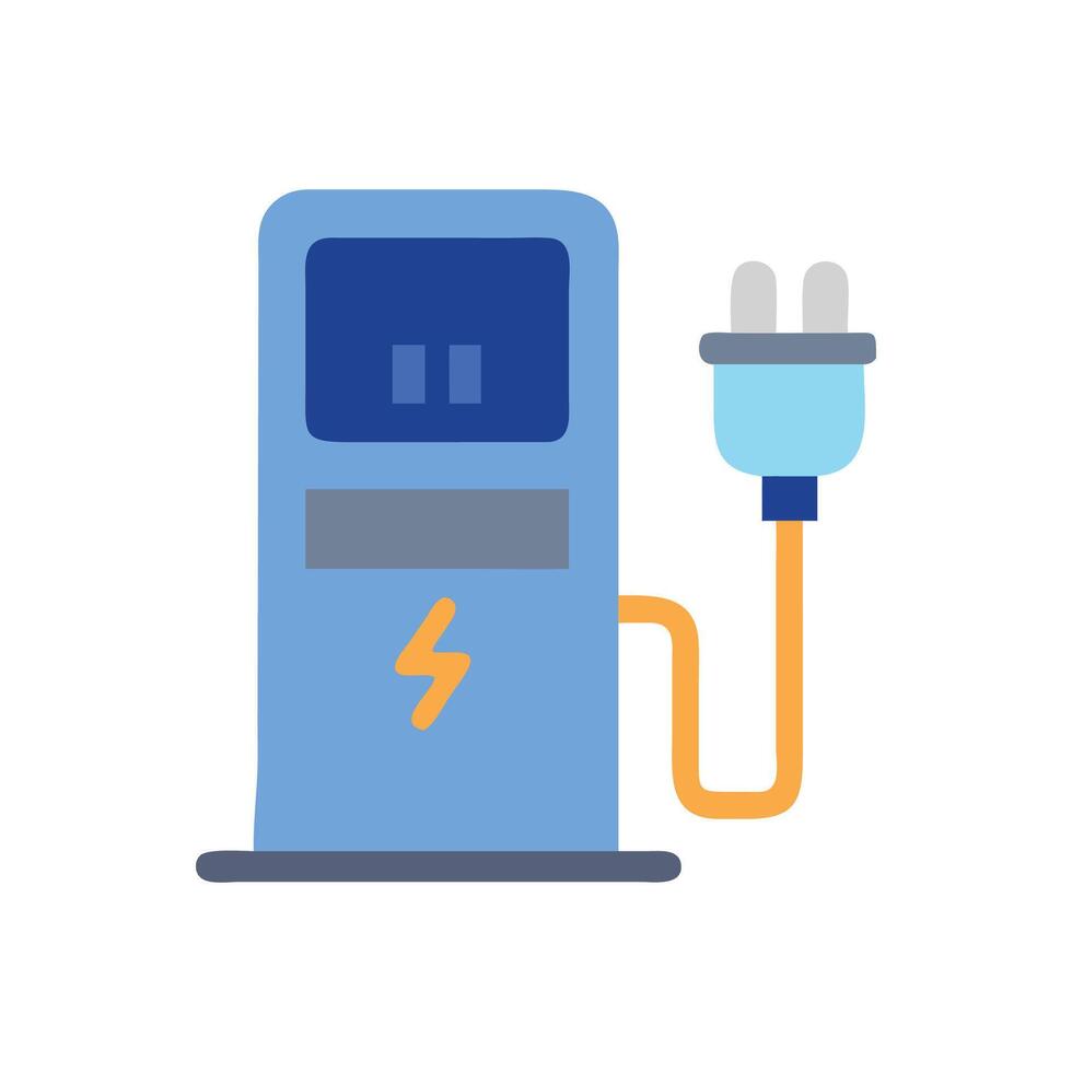 EV Charging Station Illustration with Plug, Alternative Energy vector