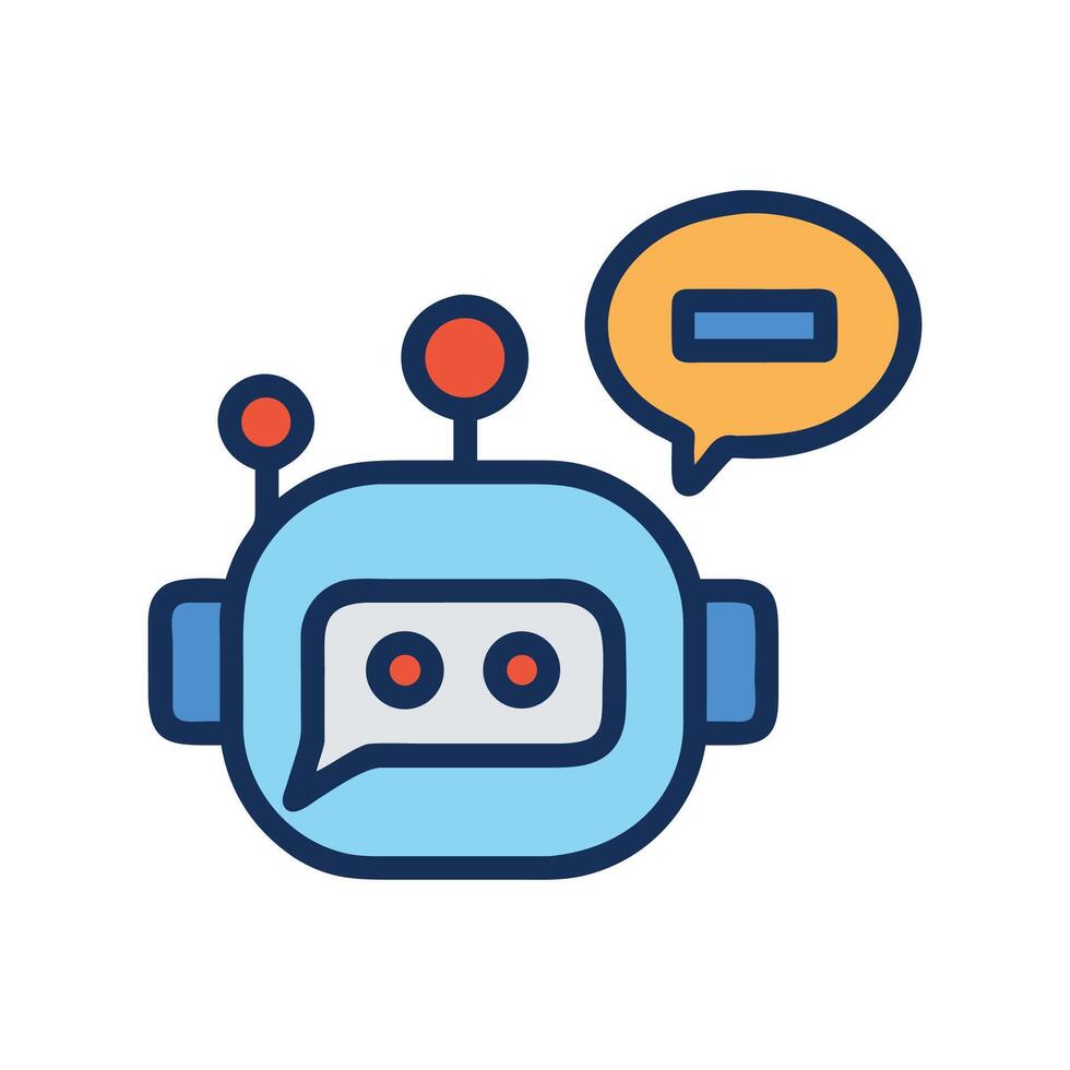 Cute robot with a speech bubble and hyphen vector
