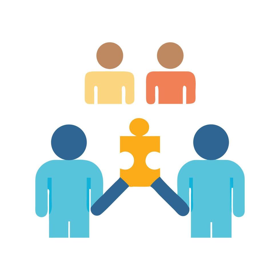 Teamwork and Collaboration Two Teams Connect with Puzzle Piece vector