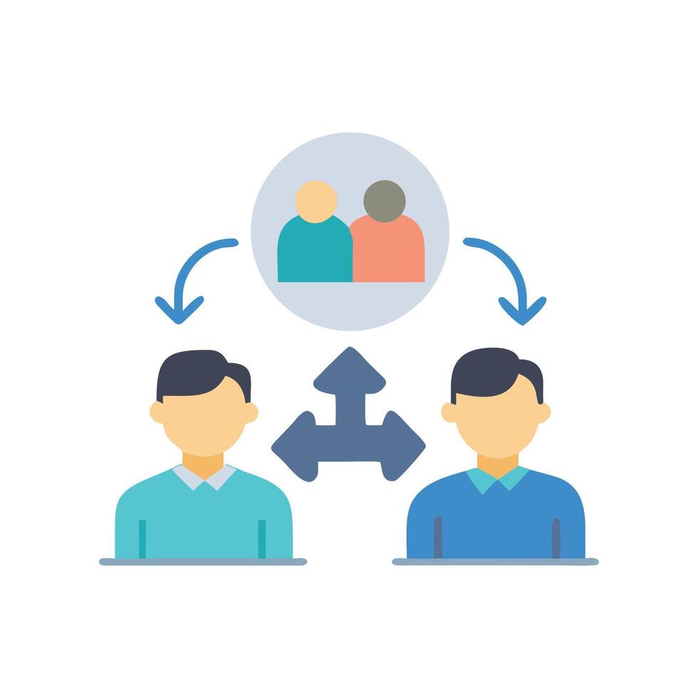 Teamwork and collaboration, diverse group working together with arrows vector