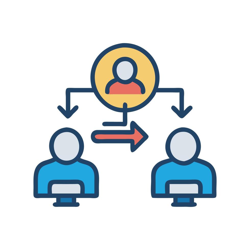 Delegation and Communication Icon Management, Hierarchy, and Connections vector