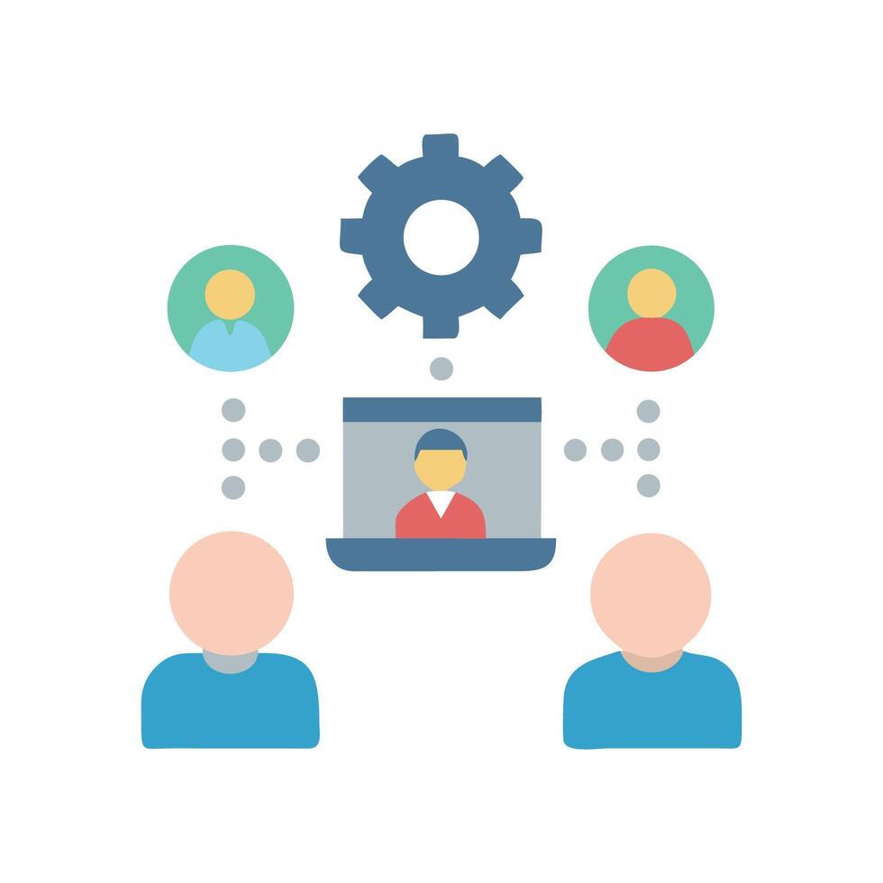 Remote Collaboration Process, Online Meeting, and Teamwork Diagram vector