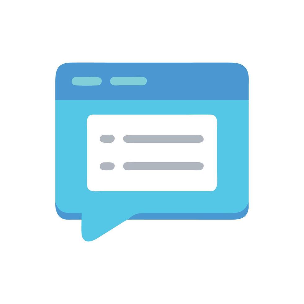 Blue message box showing text, communication, dialog box vector