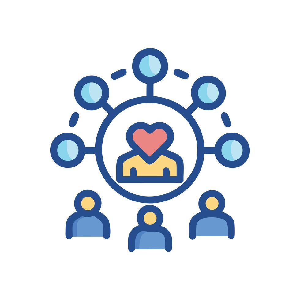 Network with Heart Community, Social Impact, and Connection vector