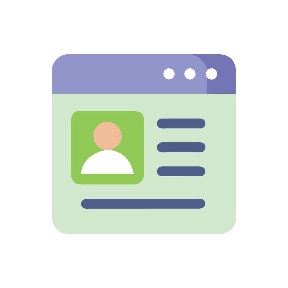 Web profile page icon, online identity, user interface vector