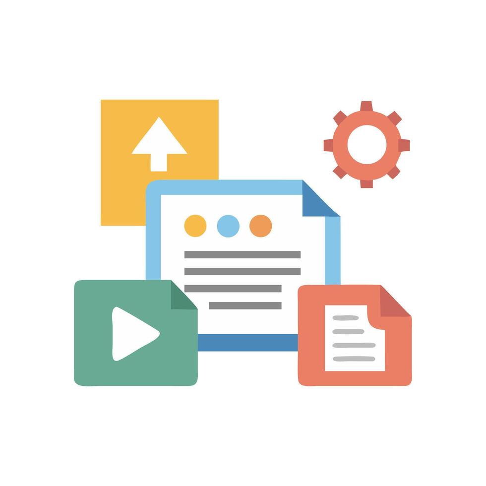 Content Management System Icon File, Upload, , Settings vector