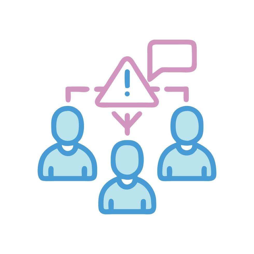 Team Warning Icon, Communication, Alert, Meeting, Discussion, Problem vector