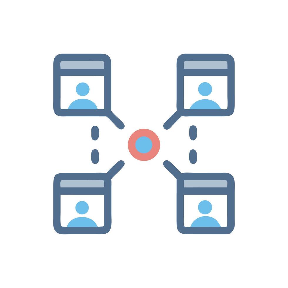 Network of online profiles linked to central hub vector