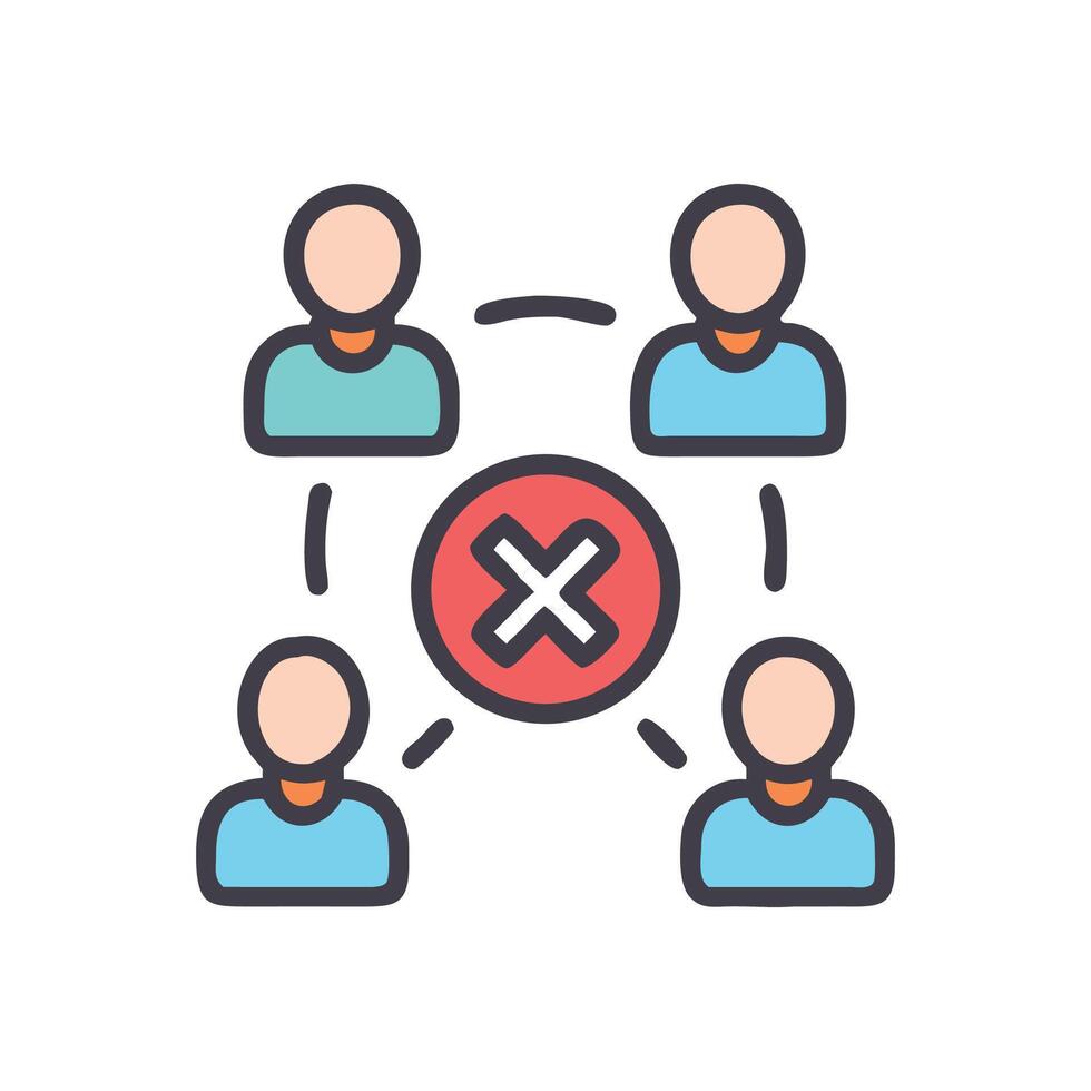 Social distance icon, avoid contact, community prevention icon vector