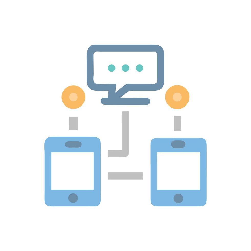 Communication network symbol Two phones and monitor icon vector