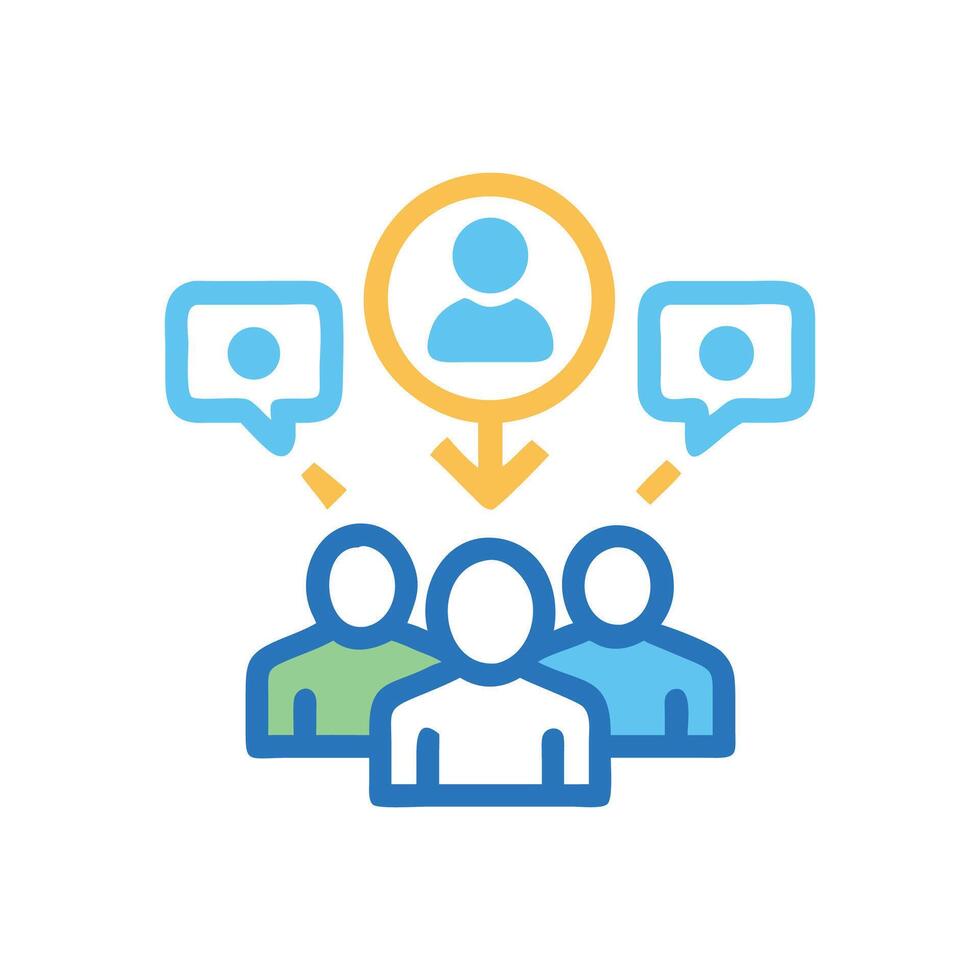 Team Communication and Leadership concept icon, on black vector