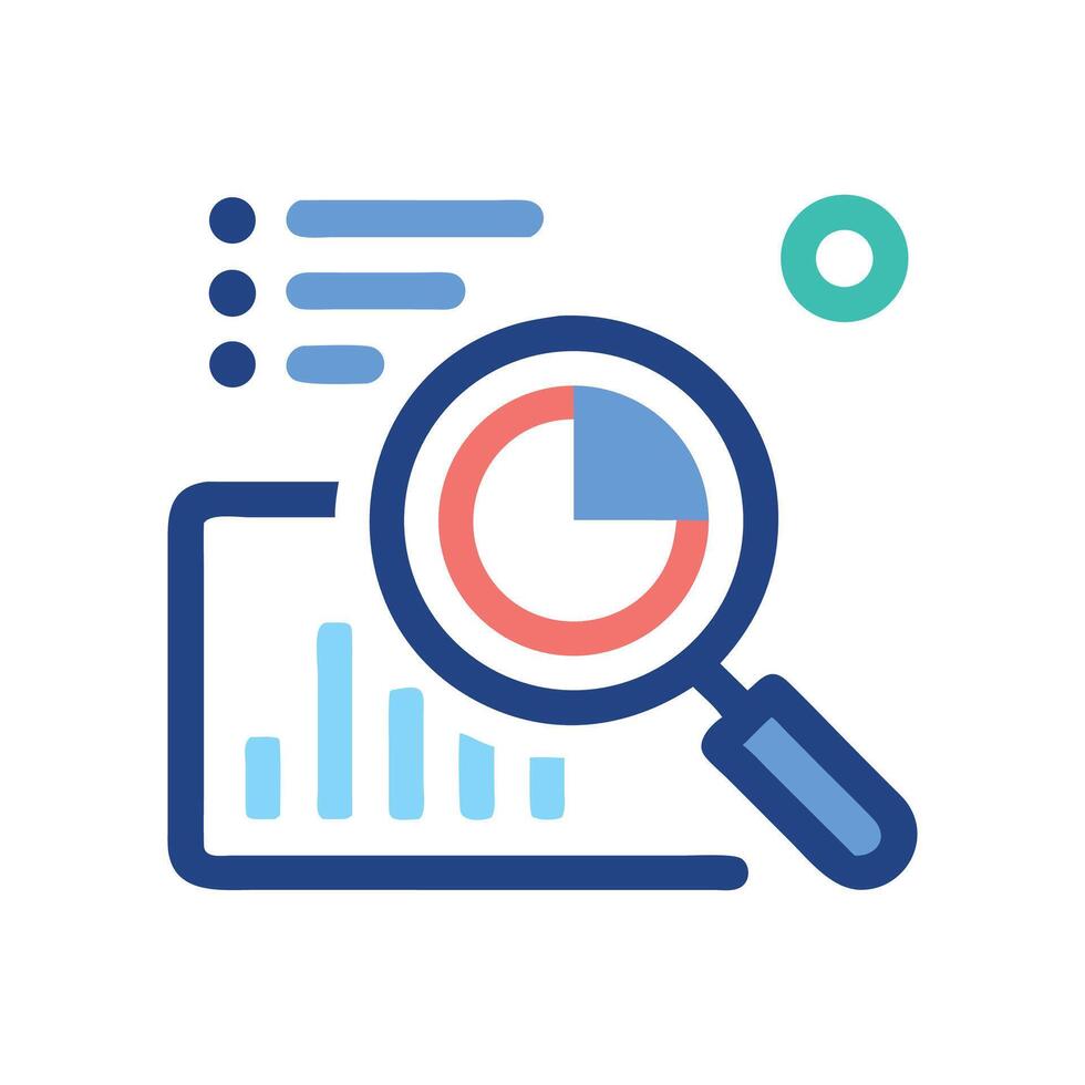 Data analytics and SEO concept with magnifying glass vector