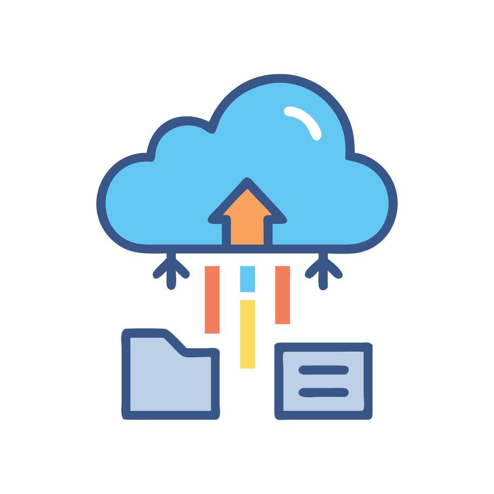 Cloud Storage Upload Icon with Folder and Document vector