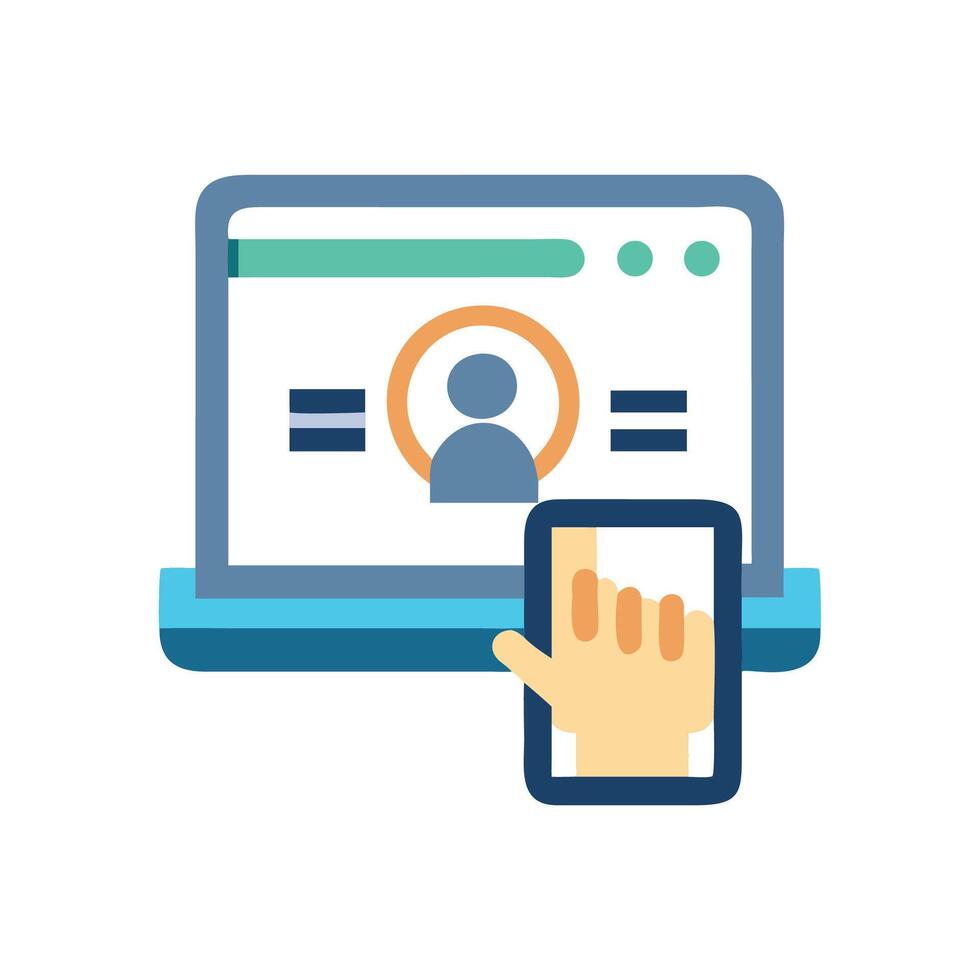 App and laptop connection, internet website concept, mobile screen vector