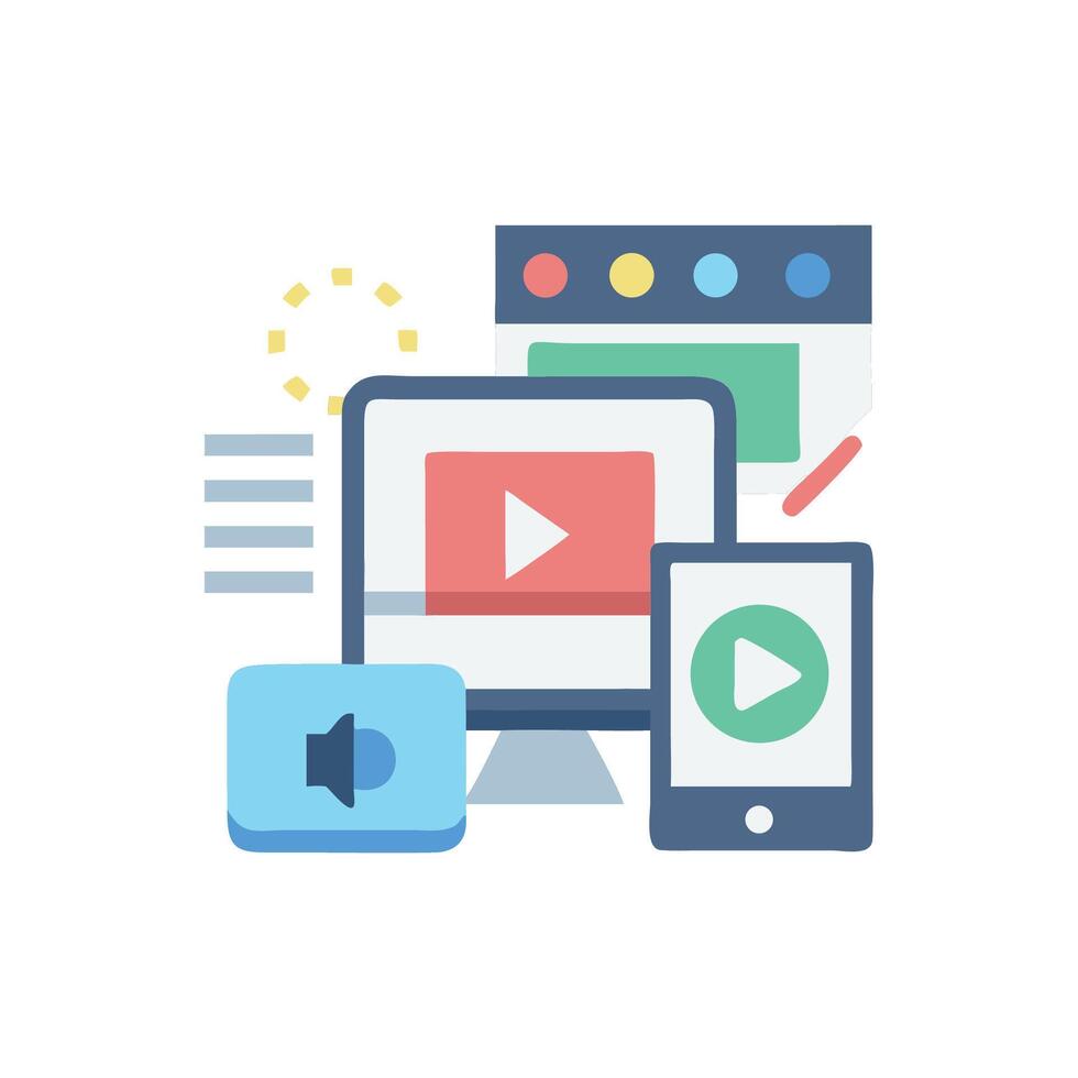 CrossPlatform Content Creation and Distribution Icon Illustration vector