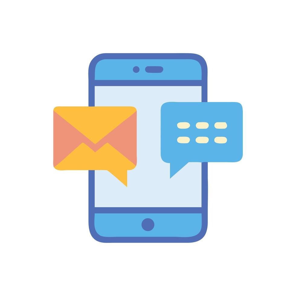 Smartphone with messages, email notifications and new information vector