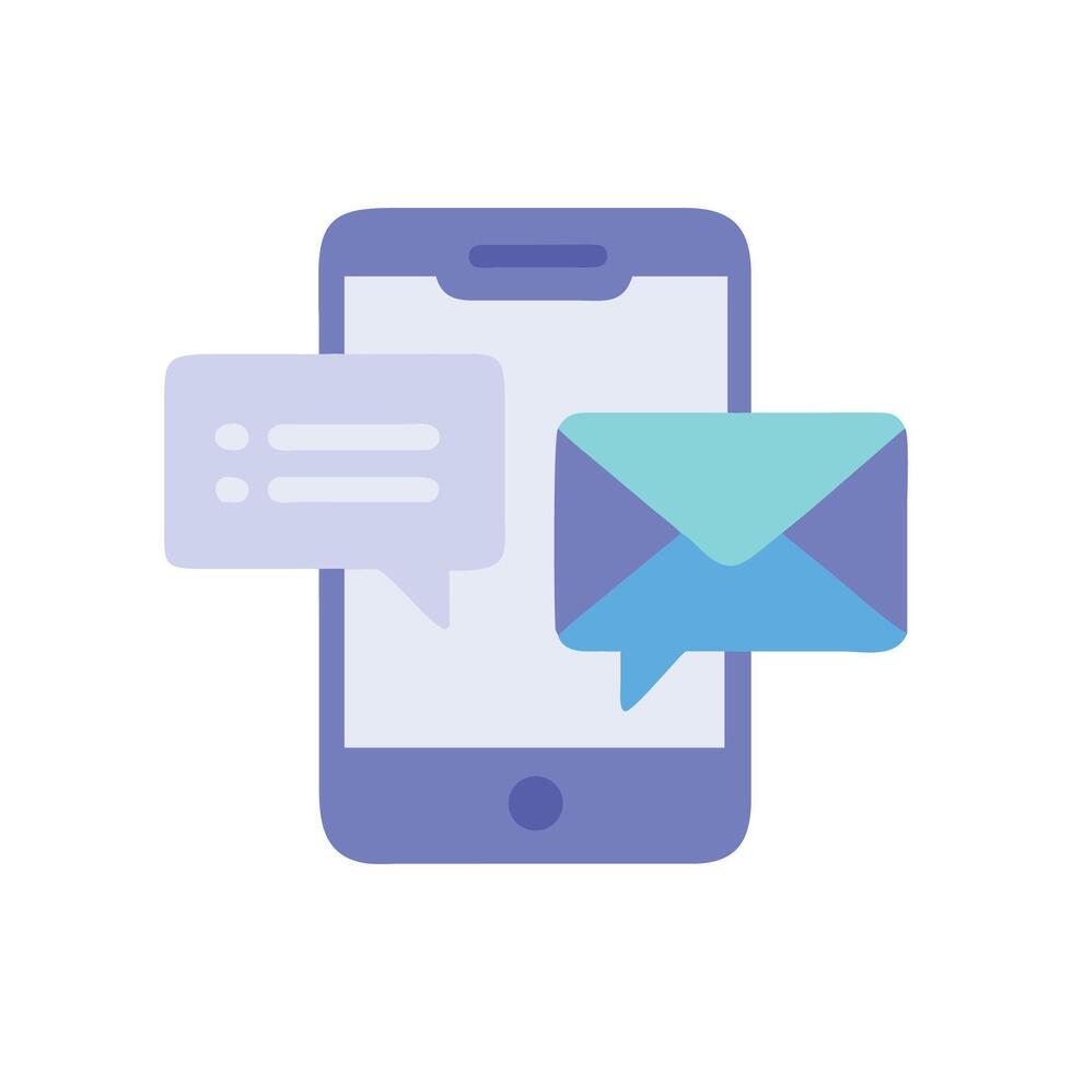Smartphone message notification, mobile chatting, communication, and messaging vector