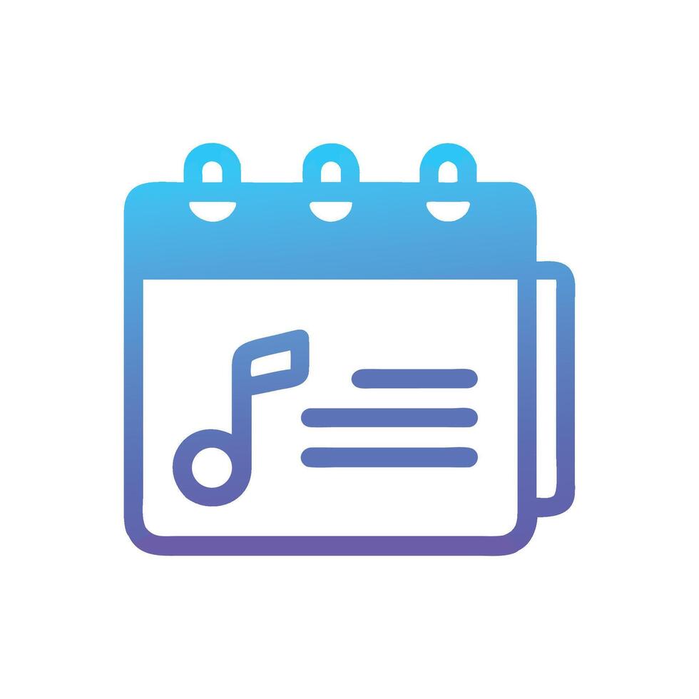 Music event calendar icon in vibrant gradient colors vector
