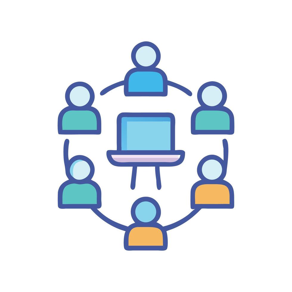 Team Collaboration Online Meeting, Conference, Connected World vector
