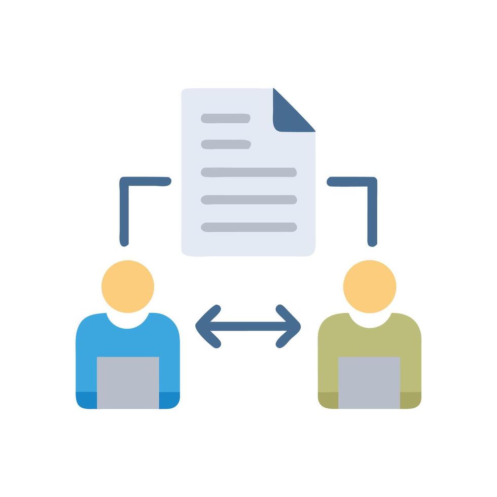 Document sharing between two users, communication network concept vector
