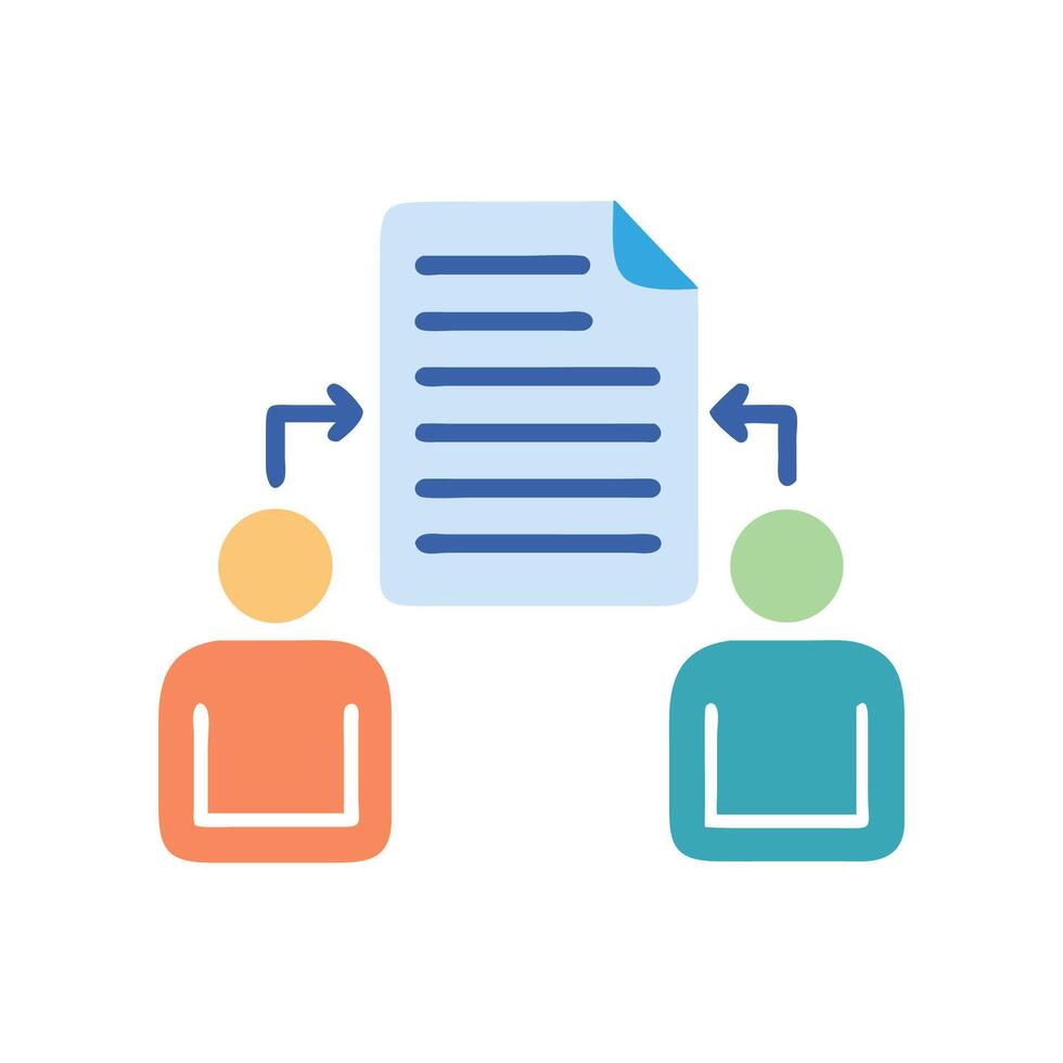 Document Collaboration, Workflow, Information Sharing, Peer Review Illustration vector