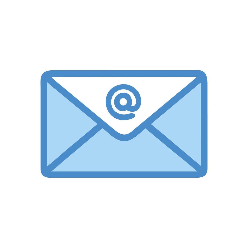 Light Blue Email Icon with At Sign on Black vector