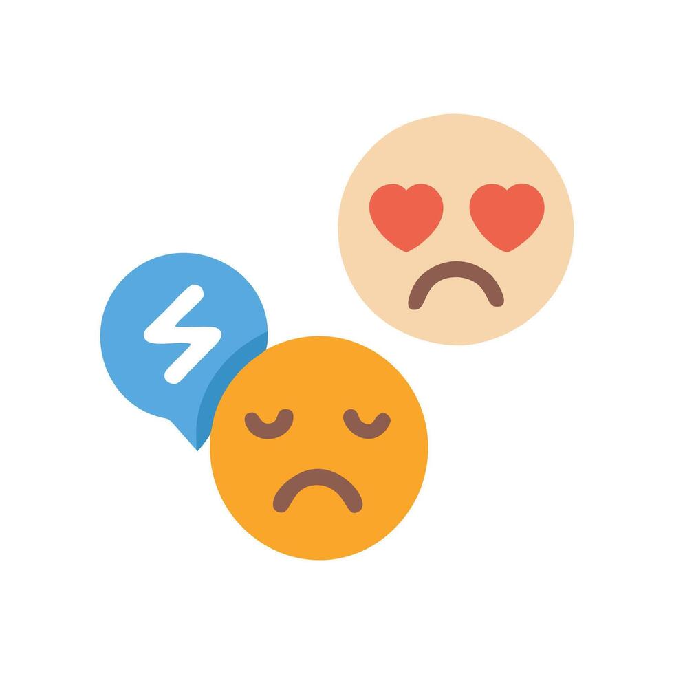 Sad, Angry, and Loved Emojis Emotional Expression vector