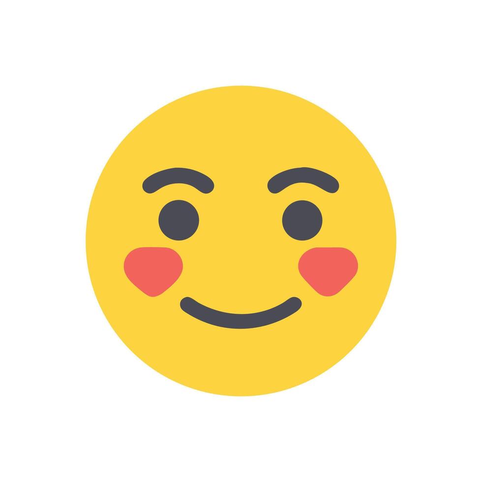 Flushed emoji face with red cheeks on black vector