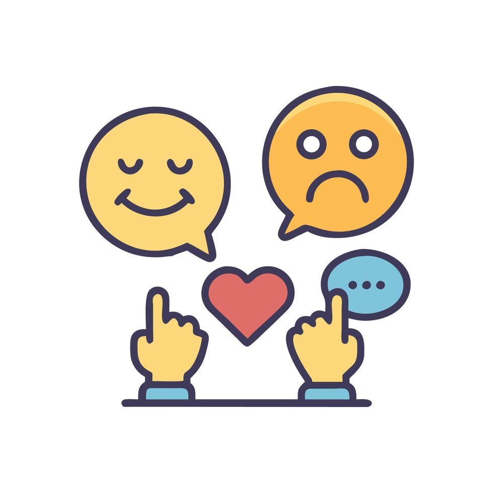 Feedback loop Happy and sad reactions interaction online vector