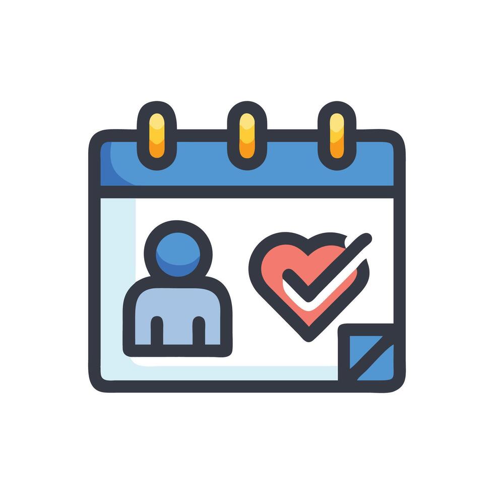 Calendar Icon with Heart and Person Reminder vector