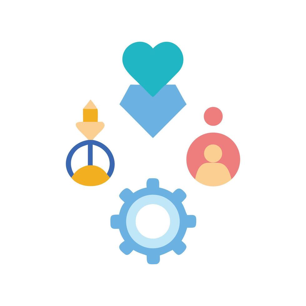 Emotional Intelligence Symbols of Love, Empathy, Cognition, and Skills vector
