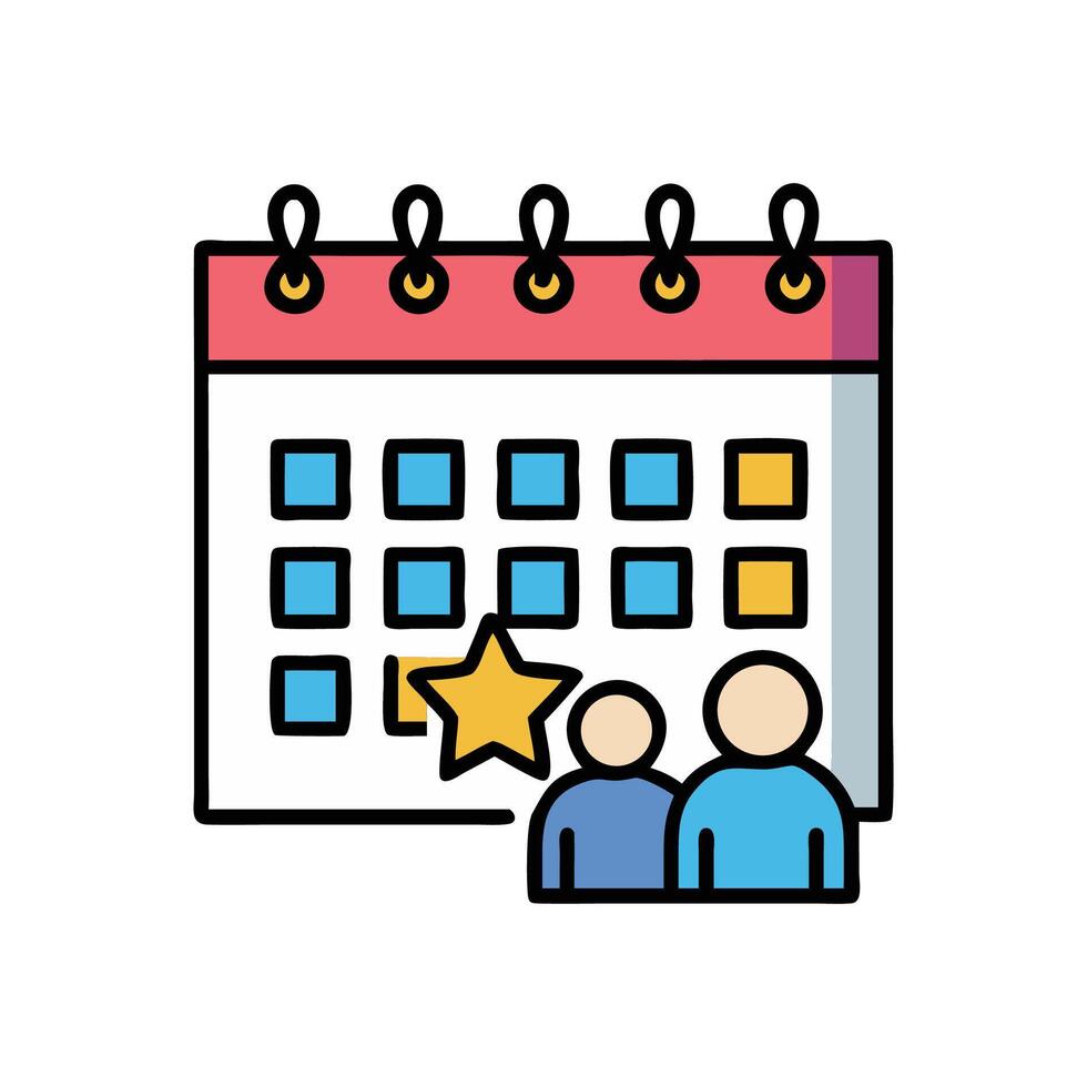 Teamwork and milestones scheduled on the calendar app vector
