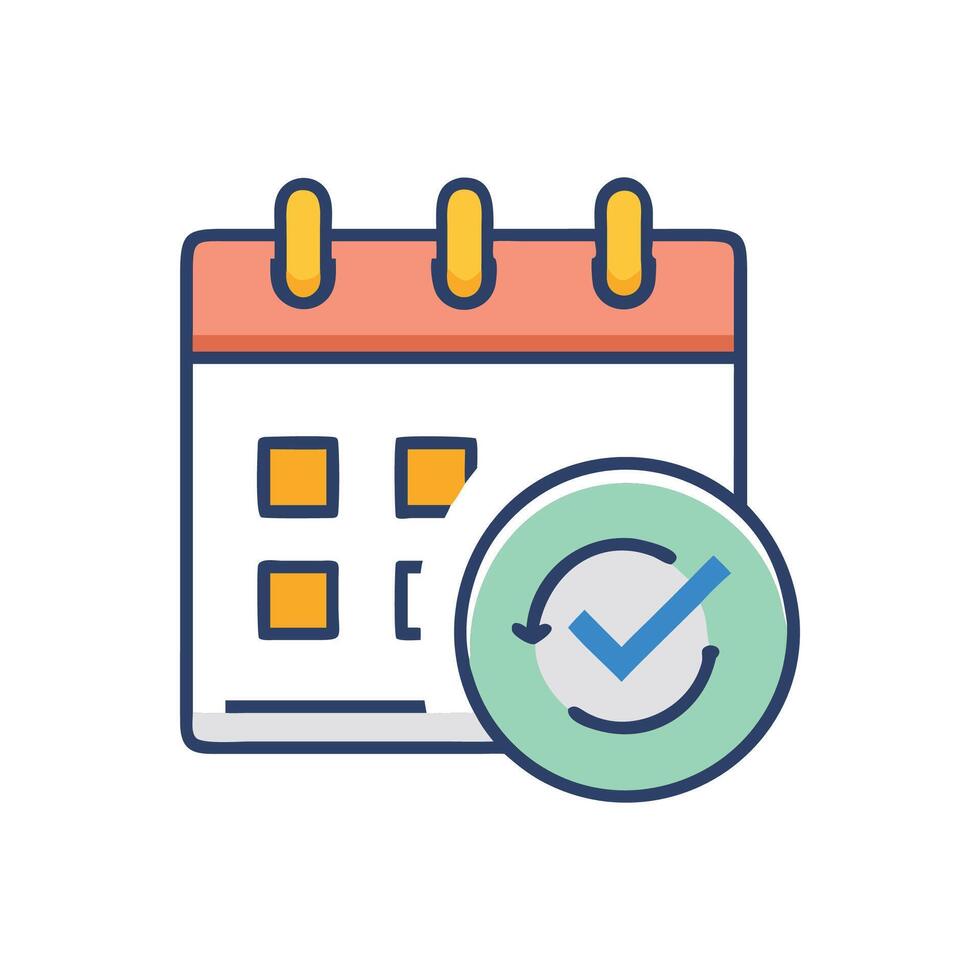 Calendar icon with check mark showing task complete vector