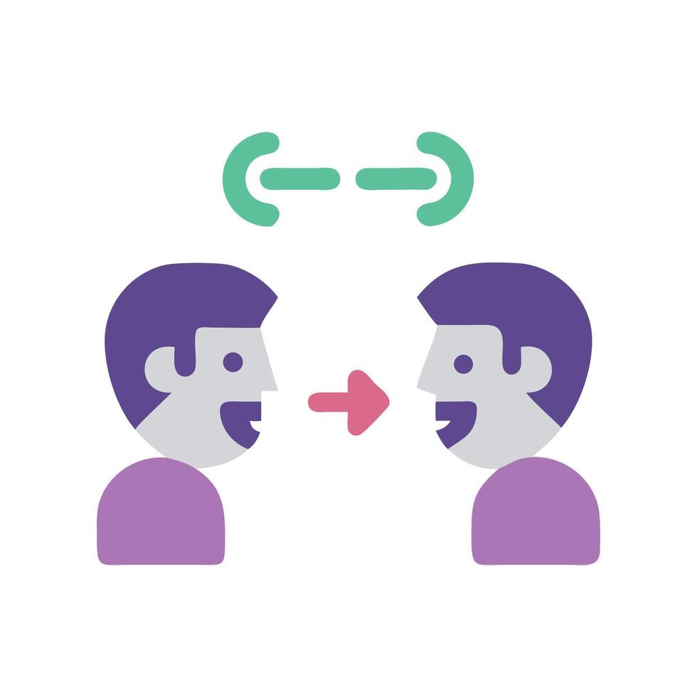 Communication concept with two people and an arrow vector