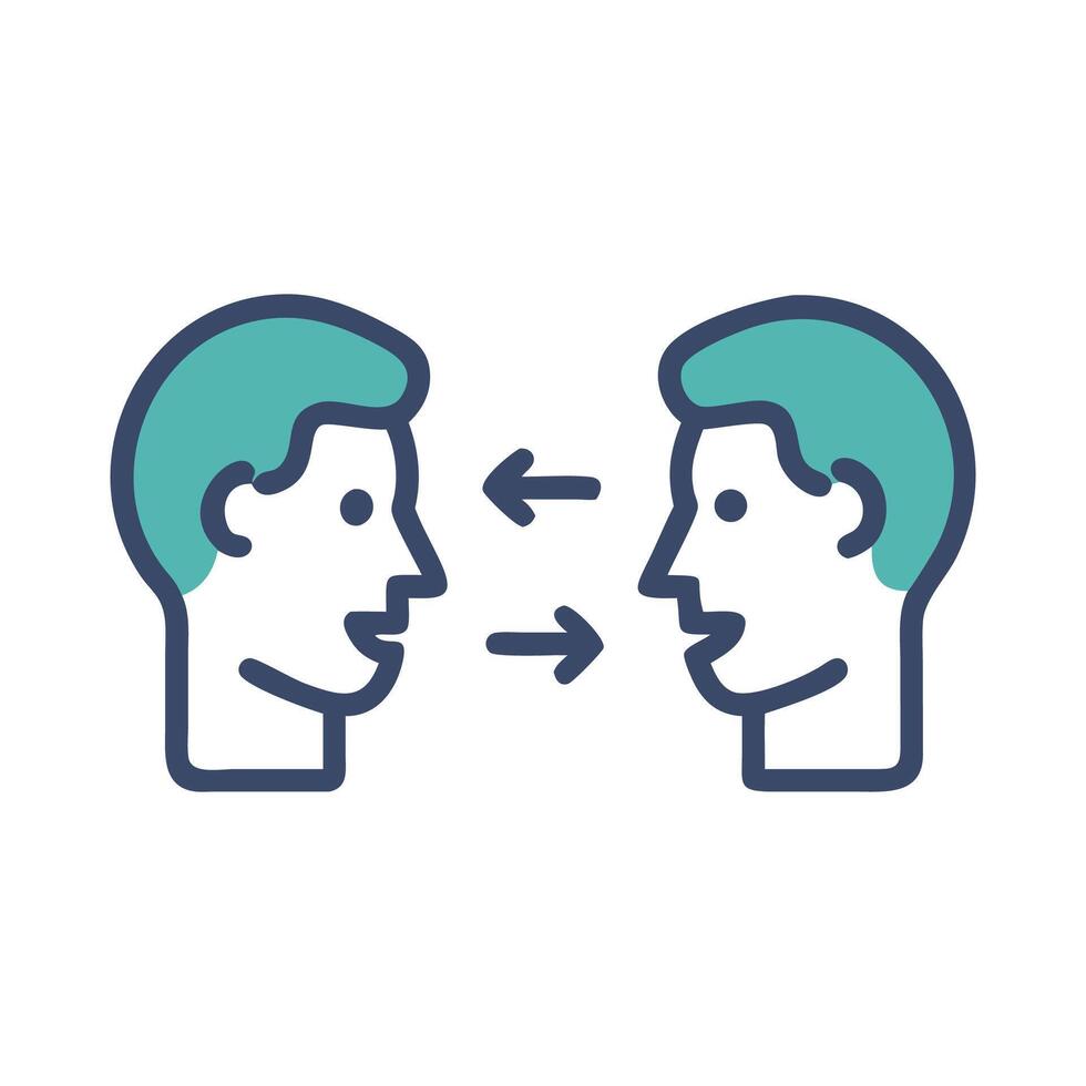 Communication or dialogue between people represented with arrow icons vector