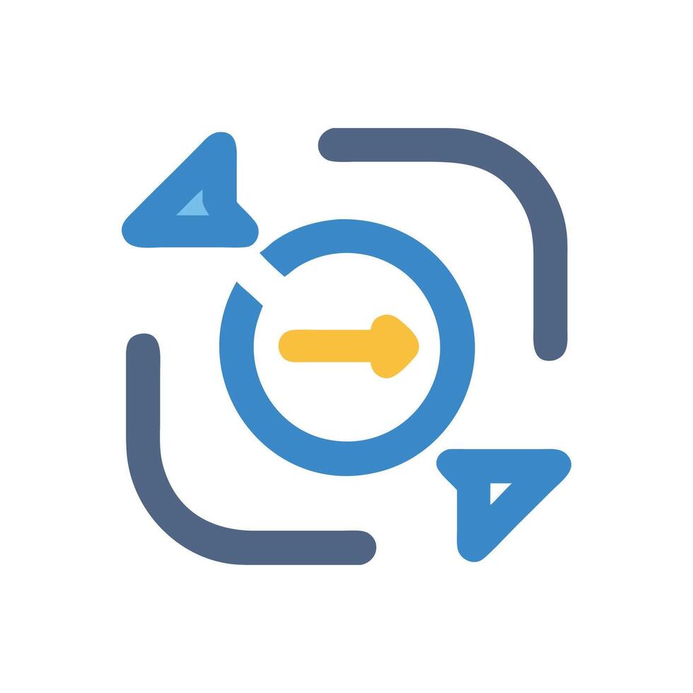 Iteration process diagram illustrating forward motion with feedback loops vector