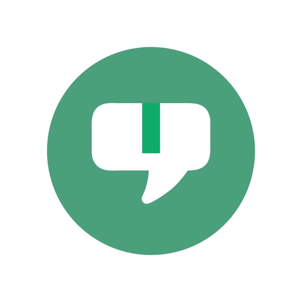 Green Speech Bubble Icon Symbolizing Communication and Feedback vector