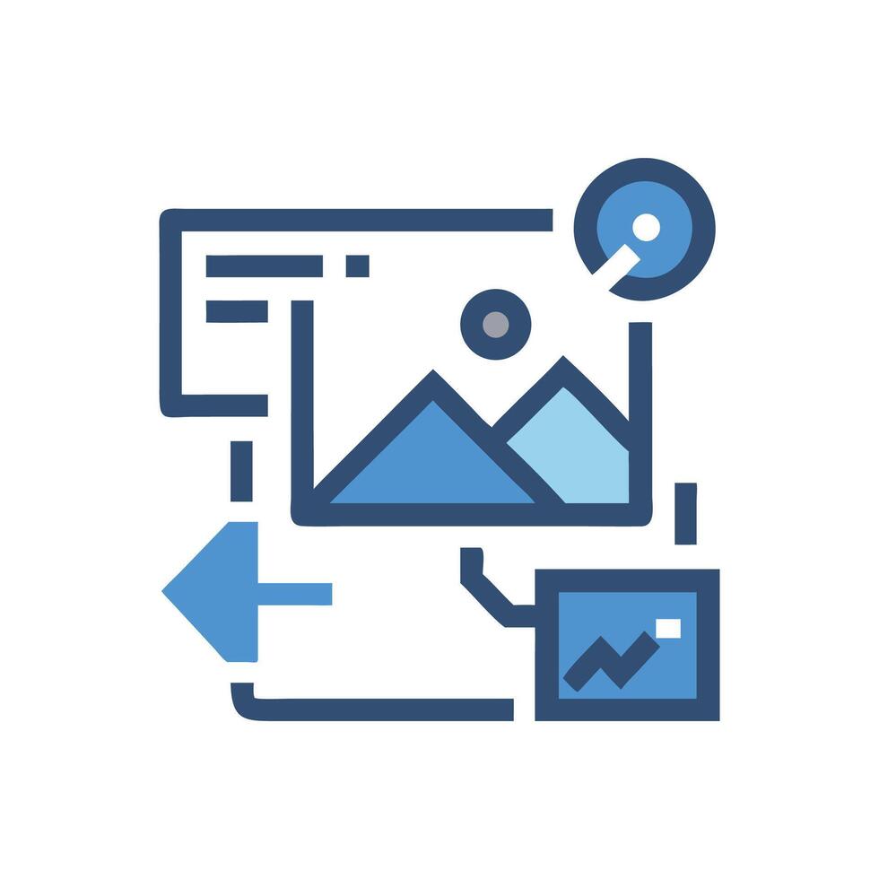 Image optimization workflow icon, media conversion process symbol vector