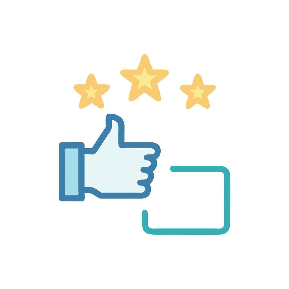 Thumbs up three stars customer feedback icon illustration vector