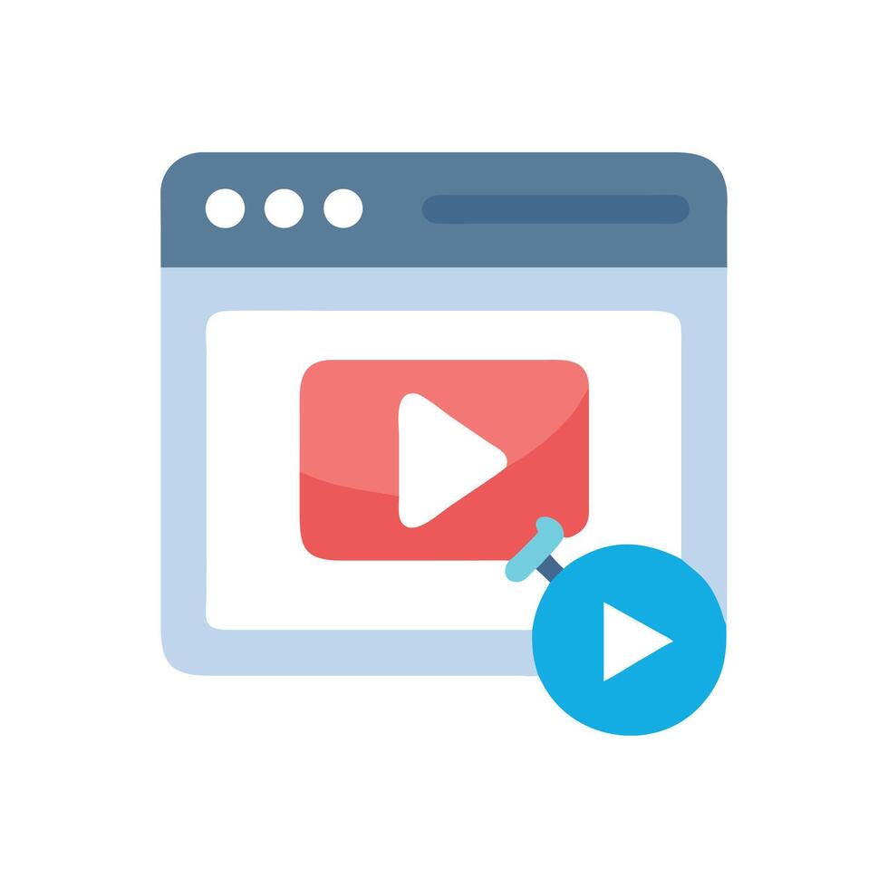 Player Icon on Browser Window, Play Button vector