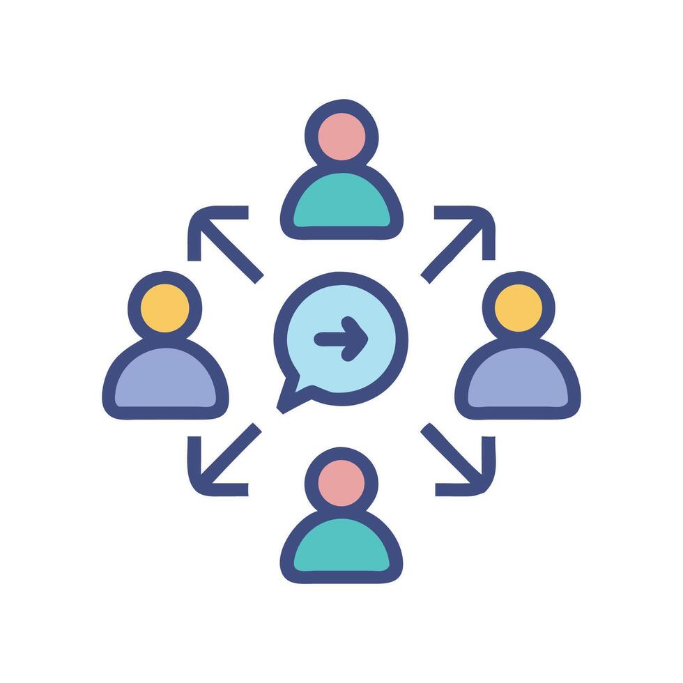 Teamwork Communication Network with Arrows Icon Illustration vector