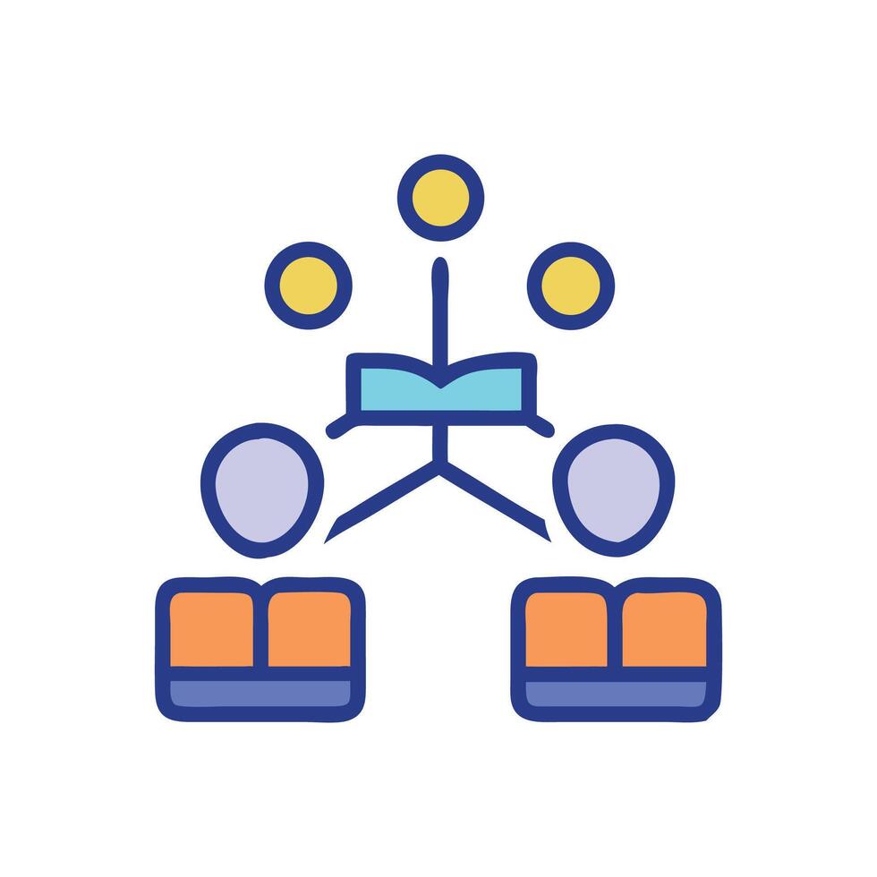 Knowledge sharing meeting with book and students illustration vector
