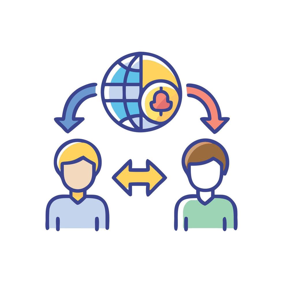 Global Communication Illustration with Notifications for Network Exchange vector