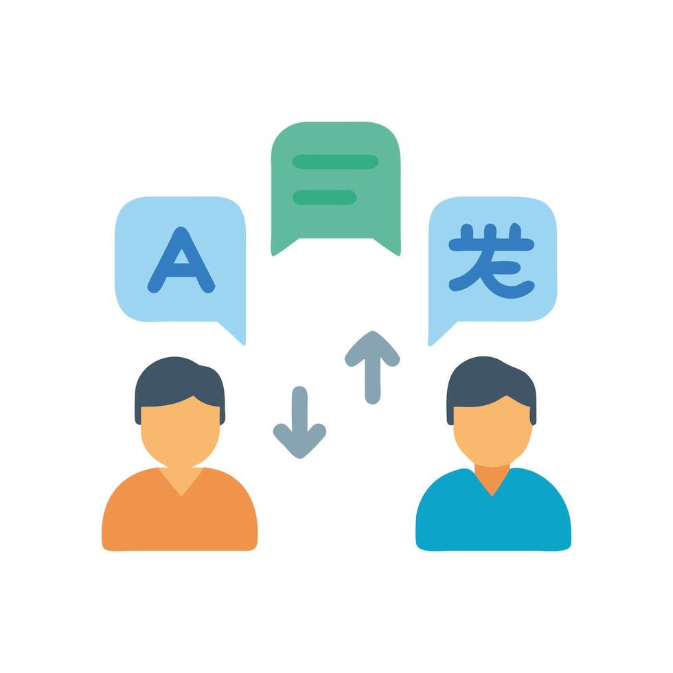 Language Translation and Communication between People, English and Chinese vector