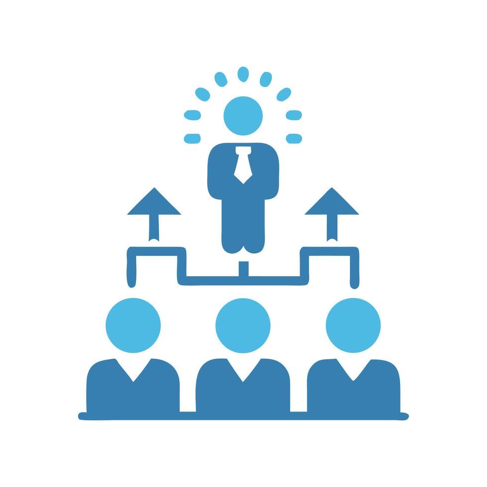Leadership hierarchy symbol with ideas, direction, and teamwork vector